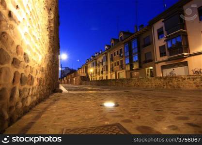 Night image of the medieval streets of the city of Leon, Spain