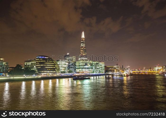 Night landscape view of The Shard in London, England, United Kingdom
