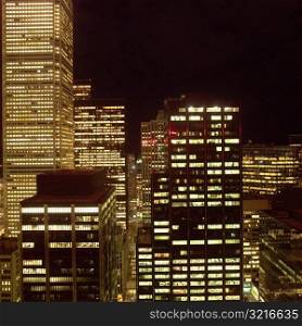 Night Lights of City Center Toronto Ontario Canada