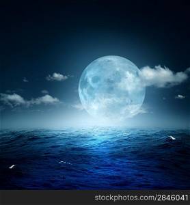 Night on the sea, natural backgrounds