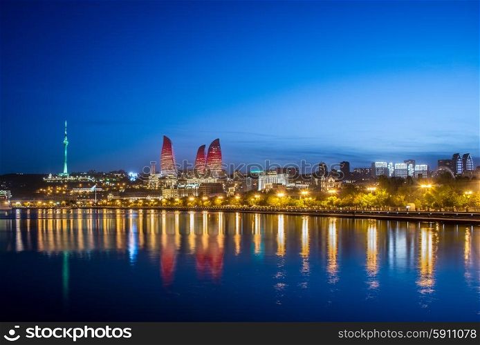 Night photo of Baku Azerbaijan