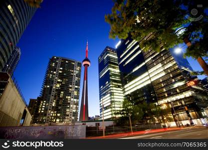 Night Photo Toronto City downtown urban tower