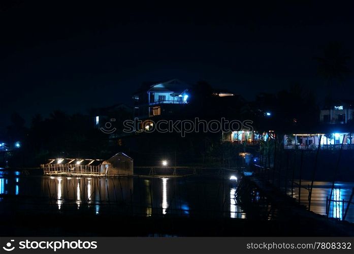Night river in Vanvyang, Laos