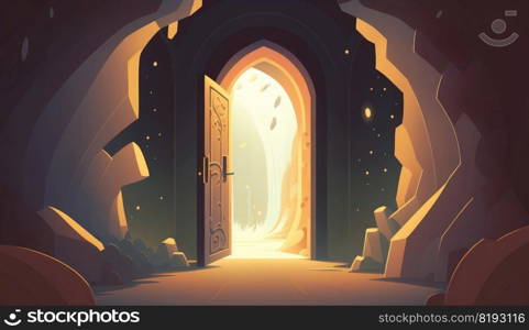 night scene magic portal. fantasy light, background travel, glow effect, landscape blue, time energy night scene magic portal ai generated illustration. night scene magic portal ai generated