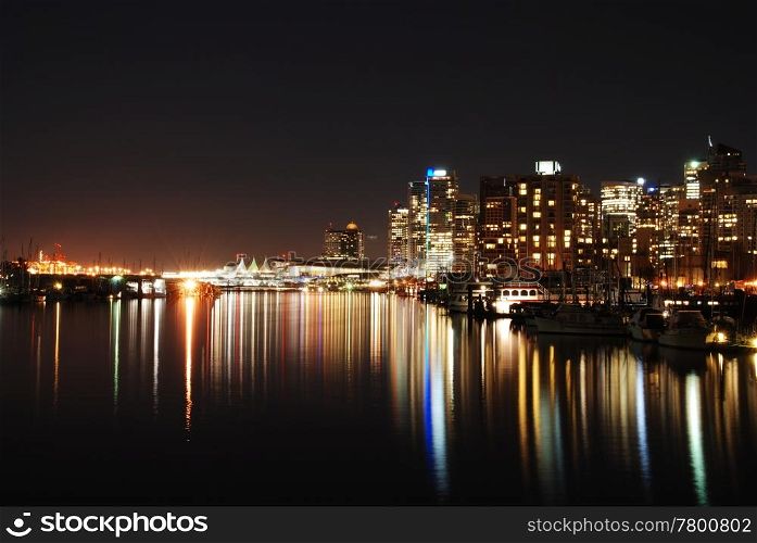 Night scene of downtown in Stanley Park, Vancouver Canada