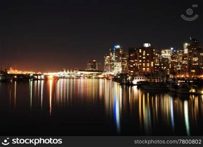 Night scene of downtown in Stanley Park, Vancouver Canada