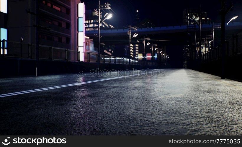 night scene of japan city with neon lights