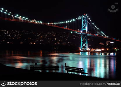 Night scene of Lions Gate, BC Canada