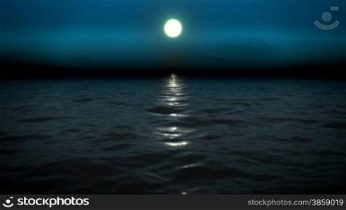 Night sea with moon