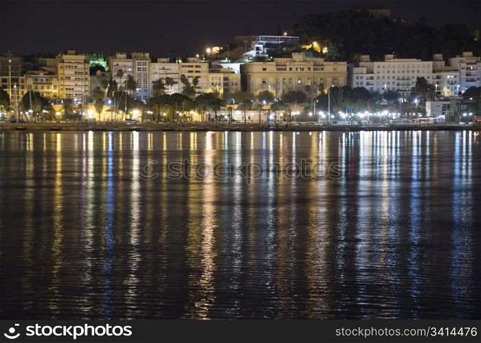 Night seaside resort in Cartagena, Spain