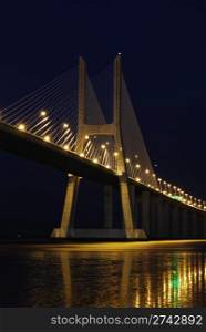 night shoot of Vasco da Gama Bridge in Lisbon, Portugal