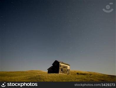 Night Shot Abandoned house star trails Canada