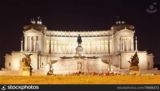 Night shot of National Monument of Victor Emmanuel, Rome. Italy.