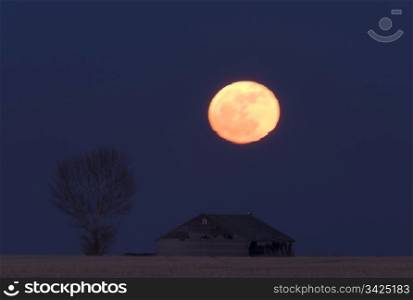 Night Shot Saskatchewan Canada Full Moon