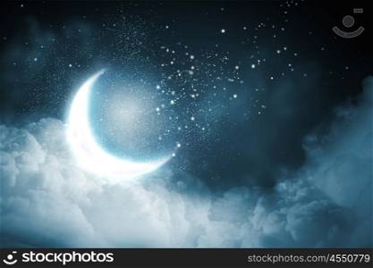 Night sky. Background image of night sky with bright moon