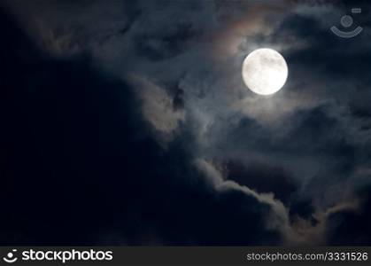 Night Sky - Full Moon and Dark Clouds