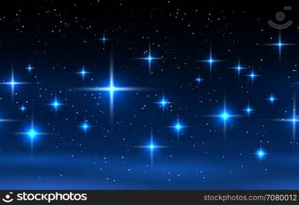 Night sky horizontal seamless pattern. Night sky horizontal seamless pattern. Vector blue background with glowing stars vector illustration