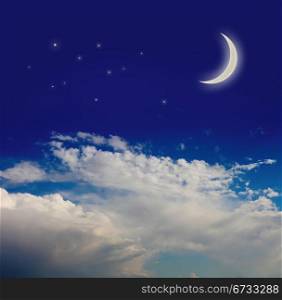 night sky with moon and stars