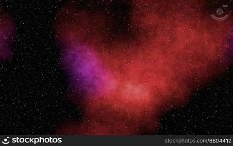 Night sky with space, stars and color nebula.