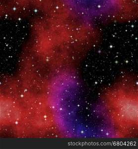 Night sky with stars and nebula looks like deep space.