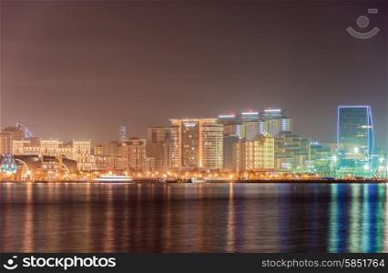 Night skyline of Baku Azerbaijan