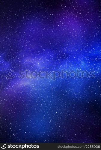 Night starry sky and bright blue galaxy, vertical background. 3d illustration of milky way and universe. Night starry sky and bright blue galaxy, vertical background
