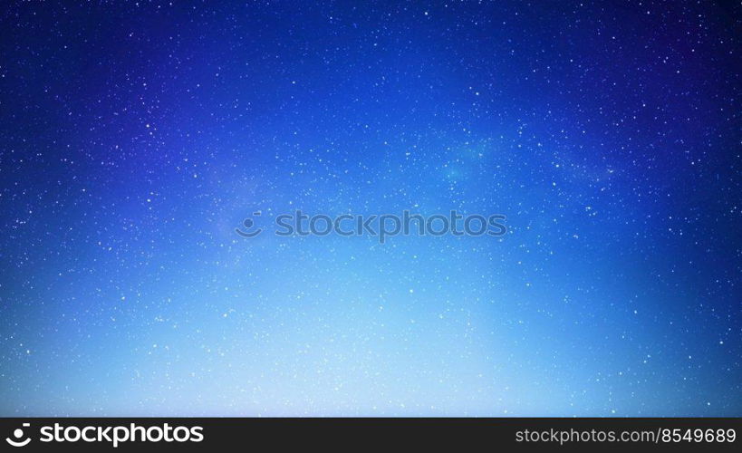 Night starry sky at sunrise. Blue galaxy, horizontal background. 3d illustration of milky way and universe. Night starry sky at sunrise. Blue galaxy, horizontal background