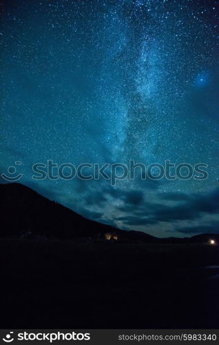 Night stars sky. Night stars sky in the mountain