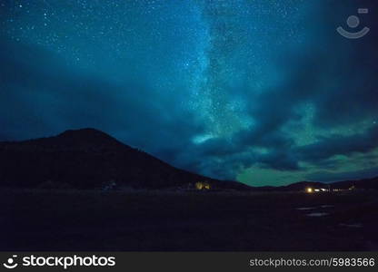 Night stars sky. Night stars sky in the mountain