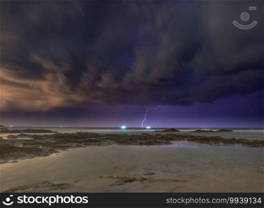 Night storm nature electricity forces
