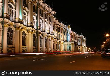 Night street in St. Peterburg. Hermitage