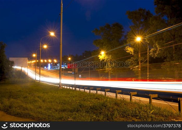 Night traffic in city cars