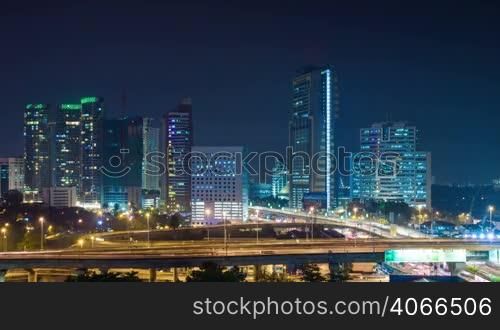 Night traffic in Kuala Lumpur city time lapse