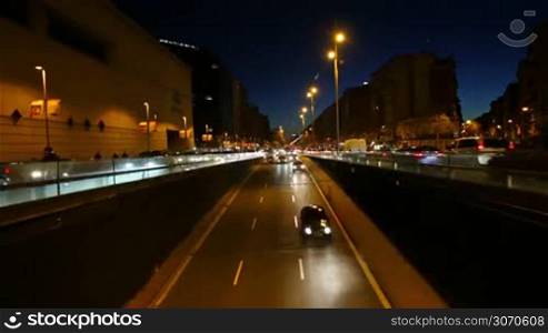 Night traffic timelapse in Barcelona (Spain)
