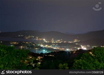 night view from the viewpoint on the beaches of Phuket