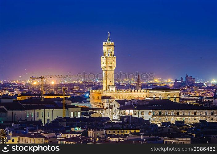 Night view of Florence in Italy