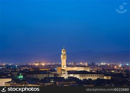 Night view of Florence in Italy