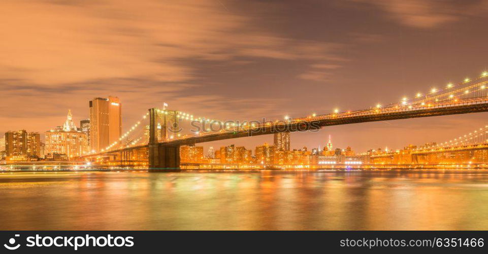 Night view of Manhattan and Brooklyn bridge