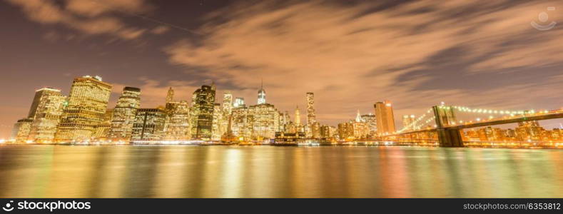 Night view of Manhattan and Brooklyn bridge