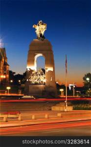 Night view of National War Memorial, Ottawa Canada.