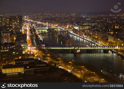 Night view of Paris from the Eiffel Tower