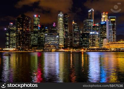 night view of Singapore downtown from above