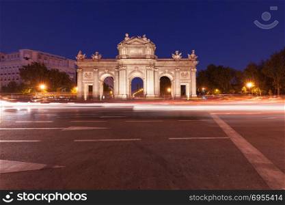 Night view of the Puerta de Alcala in Madrid. Night view of the Puerta de Alcala in Madrid, Spain
