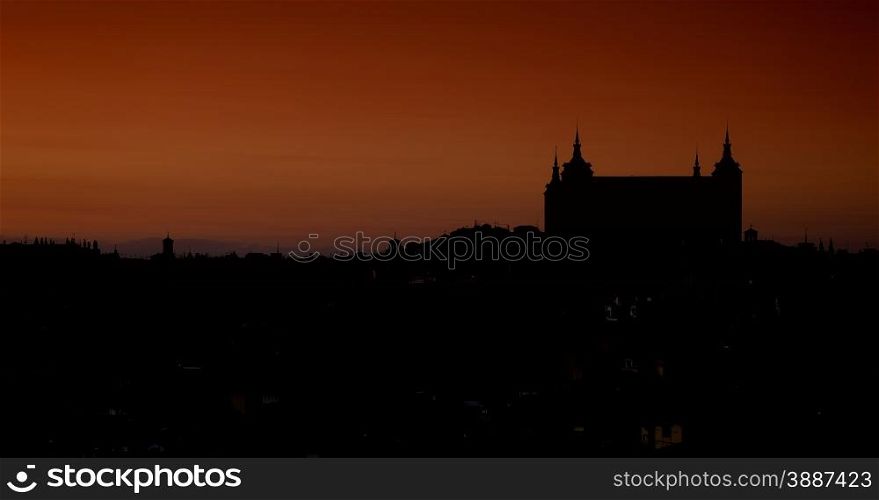 Night view of the skyline of Toledo in Spain