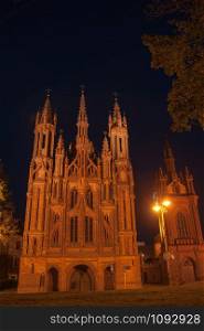 Night view of Vilnius church Lithuania travel
