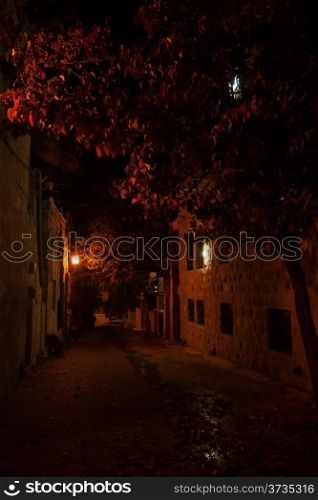 Night walk in streets of Nachlaot Jerusalem Neighborhood