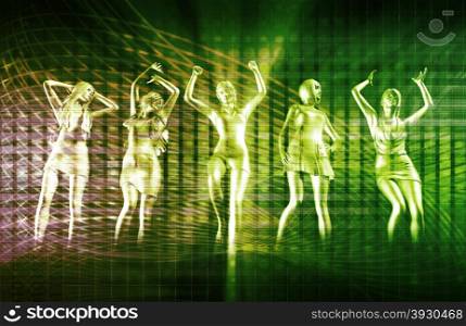 Nightclub Dancers Dancing to the Music Concept. System Integration