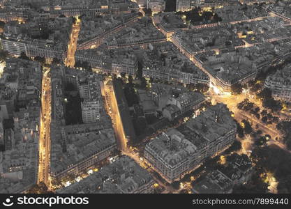 Nightfall in Paris, Ile-de-France, France