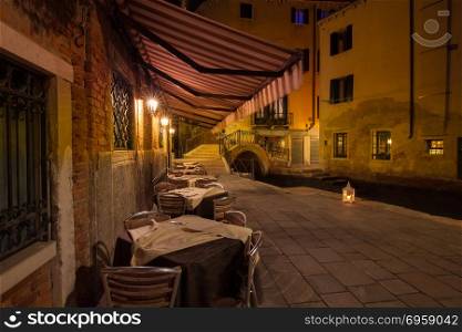 Nightlife in old european city. Venice, Italy