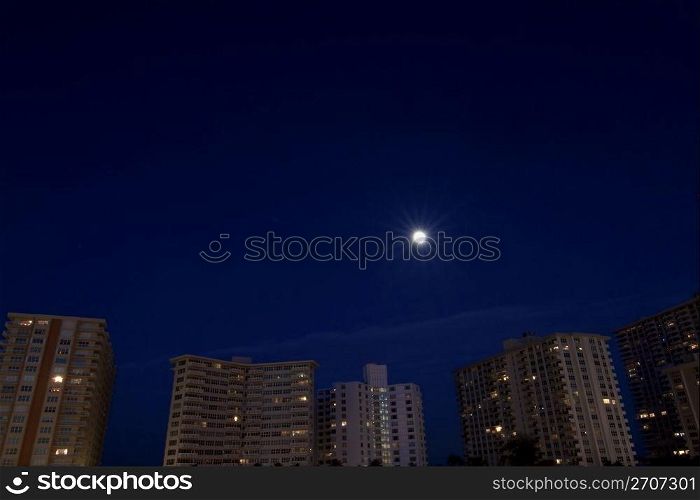 Nighttime over Fort Lauderdale city, Florida . Nighttime